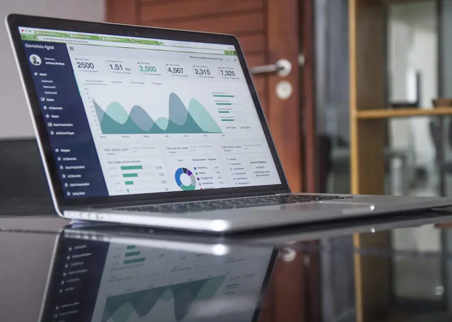 SEO analytics dashboard showing organic traffic growth on laptop screen